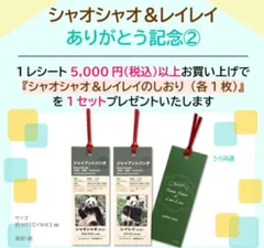 上野動物園 シャオシャオ レイレイ しおり パンダ 上野動物園 ありがとう記念 双子パンダ 上野  パンダ ファミリー 動物園 双子 シャオシャオ レイレイ シャオレイ しおり ノベルティ