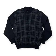 BURBERRY GOLF バーバリー ゴルフ チェック柄 ハーフジップ ウールニットセーター サイズ LL /メンズ/ブラック/三陽商会/裏地付き