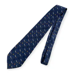 CASTELBAJAC カステルバジャック ロゴ 総柄 シルク ネクタイ /ネイビーブルー系/シルク100%