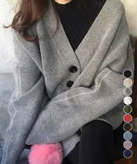 ゆったり ニットカーディガン ドロップショルダー アウター