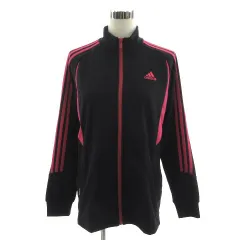 アディダス adidas ジャケット ジャージ clima lite スタンドカラー 長袖 ジップアップ ロゴ刺繍 3本ライン メッシュ切替え ブラック 黒 ピンク OT