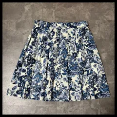 フレアスカート 花柄 ボタニカル ウエストゴム ひざ丈 M 春 レディース