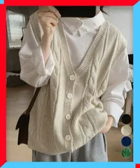新品 Vネックニットベスト レディース ジレ 無地 重ね着 着やせ 体型カバー 韓国風【送料無料】