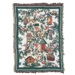 vintageラグ ブランケット マルチカバー タペストリー USA製 MADE IN USA 小鳥 アニマル 動物 バードハウス カントリー Rug Throw Blanket Animal 2626