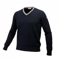 MONCLER モンクレール　MAGLIONE TRICOT SCOLLO　セーター　長袖ニット　XL マグリア　ワンポイントワッペン ウール100% 薄手