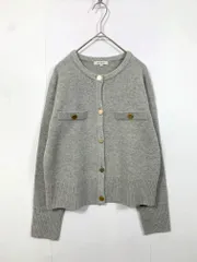 美品 PLST プラステ 12-2403016 エクストラファインメリノミドルゲージウールクルー カーディガン sizeM/グレー ■■レディース