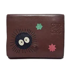 LOEWE(ロエベ) 3つ折り財布 - ダークブラウン×黒×マルチ STUDIO GHIBLIコラボ/まっくろくろすけ レザー