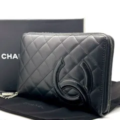 【芯を持つ黒に、遊び心】　CHANEL　長財布 ラウンドファスナー オーガナイザー マトラッセ カンボンライン ココマーク　ブラック ピンク