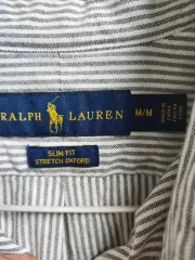 ポロラルフローレン M スリムフィット グレー ストライプ オックスフォード シャツ