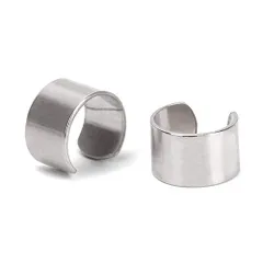 耳の穴不要 silver 挟むだけ 男性 ゴールド 金属アレルギー対応 小ぶり ブラック シルバー ステンレス レディース メンズ シンプルイヤーカフ KYASYA]両耳用2点セット [silver