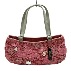 ThinkBee(シンクビー) ハンドバッグ - レッド×ピンク×マルチ ラインストーン/レース/ラメ/花柄 レザー