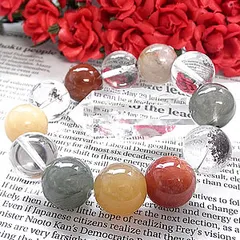 大玉の福禄寿ミックスルチルブレスレット【16mm珠／内径13～18cm選択可】｜ミックスルチルクォーツ・金針水晶｜金運・幸運・商売運・健康運｜パワーストーン 天然石 福禄寿 ブレスレット