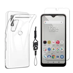 【1+1】（1枚フィルム+ケース TPU+携帯ストラップ 付属）For arrows We F-51B / FCG01 ガラスフィルム FCG01 フィルム 硬度9H 貼り付け簡単+For arrows We F-51B / FCG01 ケース FCG01 対