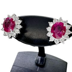ルビー 0.81/0.76ct ダイヤモンド 0.25×2ct ピアス K14WGホワイトゴールド 14金  3.6g レディース 【中古】【真子質店】【NN】