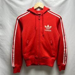 正規品/90 アディダス ヨーロッパ FLAK レッド フードジップアップ トラックジャージ/ジャージ