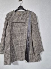 Celeb 김영주 シルクバイカラー ウール CHECK ブラウス 55 66