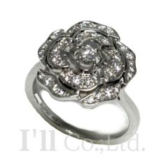 CHANEL　シャネル　カメリア　コレクション　リング　J11188　750WG　41Pダイヤモンド　＃49　ブランドジュエリー　アクセサリー　指輪　9号　Au750　K18WG　ホワイトゴールド　フラワー　花【中古】【82605】