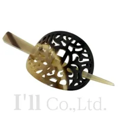 HERMES　エルメス　ロカイユ　かんざし　052750FC　バッファローホーン　ブラウン　ベージュ　ブランド小物　ヘアアクセサリー小物　 髪留め　髪飾り　和装　バレッタ　ヘアクリップ　べっ甲　水牛の角　【82300】