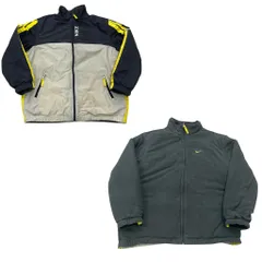 NIKE ナイキ ナイロン フリース リバーシブルジャケット 灰×白×黄 サイズXL No.S094