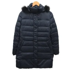 クードシャンス CdeC COUP DE CHANCE ダウンコート ロング丈 フード リアルファー 38 紺  ネイビー AF187-9915JJ IBO87