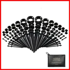 Vogem 拡張器 ピアス セット 50点 アクリル シリコン製 ボディピアス 14G-00G ダブルフレア トンネル ゴム キャッチ エキスパンダー ピアス アクセサリー 金属アレルギー対応 男女兼用