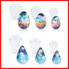 サムコス たまご型 シリコンモールド 6枚セット 卵型 エポキシ樹脂 UVレジン ソフトモールド DIY 手芸 しずく 雫 ピアス 宝石 たまご 楕円 水滴 球体 ネックレス ペンダント キーホルダー レジンアクセサリー パーツ 作成 抜き型 (G)