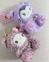 ヒョウ柄 ハローキティ/クロミ 猫 レオパード ぬいぐるみ キーホルダー (1個あたり)