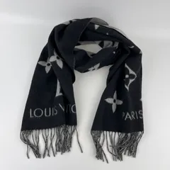【中古】LOUIS VUITTON ルイヴィトン マフラー レイキャビック カシミヤ M71040 CM0196 ブラック グレー ヴィンテージ レディース【中古美品】HIBUOCHI VINTAGE　HBOC260117A54