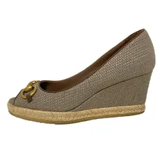 GUCCI(グッチ) パンプス 361/2 レディース - グレーベージュ ウェッジソール/オープントゥ/ホースビット レザー