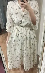 シフォン フラワー 花柄 ロング丈ワンピース