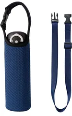 ★Samlyru 水筒カバー ショルダー 750ml 1L 断熱 保冷保温 ストラップ付き マイボトル 肩掛け 手提げ 水筒ポーチ 学校/通勤/旅行 持ち運び (ネイビー, 750ml)