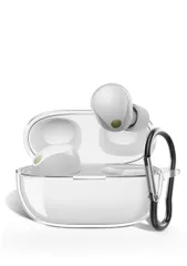 【数量限定】1000XM5 対応 ソニーイヤホン 軽量 防塵 耐衝撃 キズ防止 クリアケース 落下防止 全面保護 装着充電可能 LEDライトが見える カラビナ付き 分離式 TPU素材 保護カバー 専用 クリア【2023年9月発売】WF-1000XM5 (クリア