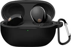 【新着商品】XM5 WF-1000 ケース ソニー ワイヤレス イヤーホン for WF-1000 XM5用シリコン保護ケース キズ防止 耐衝撃 防水 ELYBYYLE 防塵 紛失防止 装着充電可能 保護ケース（ブラック）