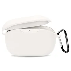 【在庫処分】2 / JBL WAVE WAVE BUDS 対応 ケース 保護ケース BUDS ヘッドホンケース【KONXISA】シリコン素材 着用しやすい 耐衝撃性 防水防塵 JBL ウォッシャブル カラビナ付き 持ち運びがしやすい【ホワイト】