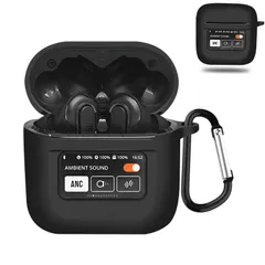 【数量限定】キズ防止 落下防止 耐衝撃 全面保護 ケースシリコン製 装着充電可能 2 PRO 軽量小型 TOUR JBL カラビナ付き(ブラック) For YAODLE