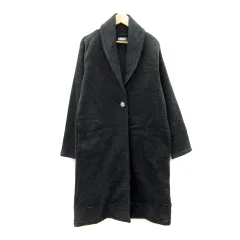 アクシーズファム axes femme ショールカラーコート ロング丈 無地 レース M チャコールグレー /SY5