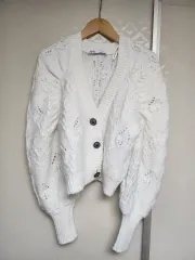 ザラ アイボリー ケーブル ニット カーディガン