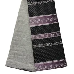 【美品】半幅帯 優品 バラ 鱗 黒 化繊 【中古】