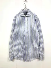 美品 Polo by Ralph Lauren ポロラルフローレン ESTATE カスタムフィット 長袖 シャツ size37-80/白×青 ■■◎メンズ