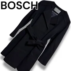 BOSCH B ability ブラック リボンベルト付きロングコート 羊毛80%カシミヤ10%ナイロン10% 裏地キュプラ100% レディース Sサイズ 36 001409H