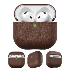 【新着商品】イタリアン本革ケース AirPods Artisan 第4世代 [ レザーケース ポリカーボネート製インナー AirPods4 二重構造 衝撃吸収保護 ワイヤレス充電 ] Keybudz エアポッツ4 ナチュラルブラウン KB27438AP4【国内