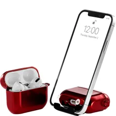 【在庫処分】第1世代/第2世代 Pro ケース 携帯電話スタンド付きのAirPods 全面保護カバー 耐衝撃 Proケース ワイヤレス充電対応 【2022年AirStand】AirPods カラビナ・キーチェーン付き