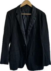 DD131 【美品】Theoryセオリー　リバーシブルテーラードジャケット　アウター　グレーストライプブラック　メンズ　40サイズ