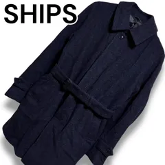 SHIPS ブラック ベルト付きロングコート メンズ Lサイズ 毛100% ロロピアーナ STORM SYSTEM 防風防雨 中国製 001411H