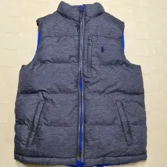 M 10-12 Polo Kids(ポロキッズ) ラルフローレン リバーシブル グレー ブルー ダウン ベスト