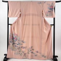 付下げ 身丈159cm 裄丈65cm M 袷 大島紬 恵積五郎 証紙 建物 樹木 墨色