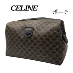 2026年最新】CELINE セリーヌ マカダム柄 ポーチ PVC レザー 茶