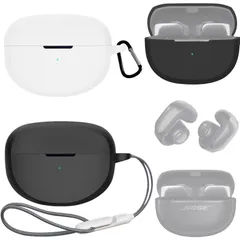 【在庫処分】シリコンカバー+ストラップ Bose Bose Ultra Ultra Open Open ケース[黒+白] Earbuds用 保護 プロテクター Cover アクセサリー Case 2 Earbuds対応 PCS(ブラック+ホワイト) Taori