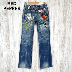 希少✨レッドペッパー フレア デニム 蝶 刺繍 花 派手 Y2K ブーツ