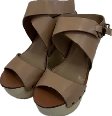 DD131 【美品】BCBG MAXAZRIA RUNWAYビーシービージーマックスアズリアランウェイ　厚底サンダル　靴シューズ　ブラウン　レディース　7 1/2サイズのサムネイル